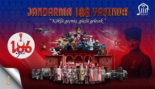 VALİ VE BELEDİYE BAŞKAN VEKİLİ DR. KEMAL KIZILKAYA’NIN JANDARMA TEŞKİLATININ 186. KURULUŞ YIL DÖNÜMÜ KUTLAMA MESAJI